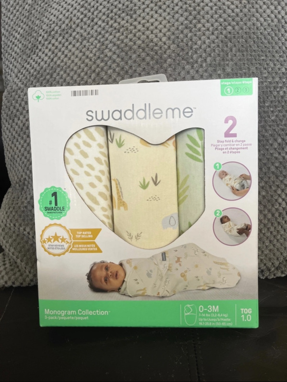 NIB Swaddle Me Monogram Collection Safar Swaddles